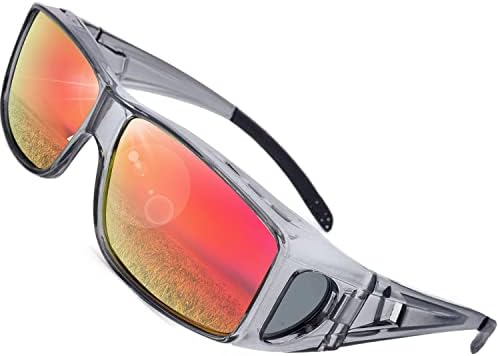 SHEEN KELLY Polarized Rectangular Fit Over Glasses Sunglasses with Side Shield Driving Lens Copper Wrap Protection Glasses