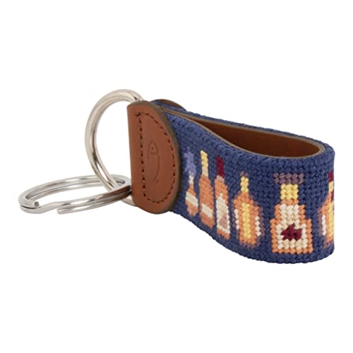 Image of Leather Hand-Stitched Needlepoint Key Fob or Key Chain