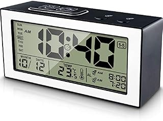 Neucox Digital Alarm Clocks Bedside Non Ticking Silent Alarm Clocks Battery Operated Desk Simple Alarm Clock with Dual Alarms Large Display Light Electric Clocks for Bedrooms Office Heavy Sleeper