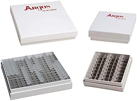 Argos Technologies R3010A Cardboard Freezer Box with 64 Place PCR Divider, 3" x 3" x 1"