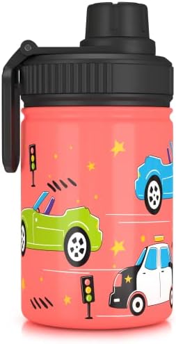 Be-Active Stainless Steel Kids Water Bottle Leakproof | BPA Free | Childs water bottle | 350ml | Kid School girls boys sports bottles (Orange)