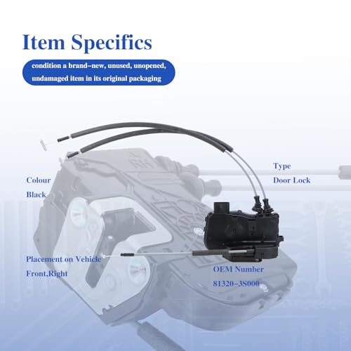 Image of Door Lock Actuator Front Right Passenger Side 81320-3S000 | Compatible with 2011-2015 Hyundai Sonata 2.0L 2.4L L4
