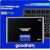 goodram SSD 1TB CX400 Gen.2 1024GB Solid State Drive SSD mit SATA III Interface 3D TLC NAND Flash Speicherchips 2,5 Zoll zur Beschleunigung Ihres PCs bis zu 10 Mal Schwarz 1024 GB 1 TB – Ansicht 1