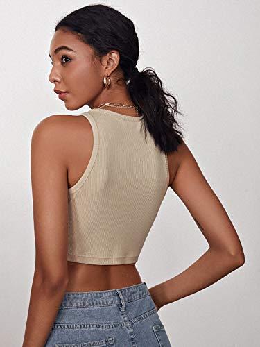 MakeMeChic Women's Solid Round Neck Crop Tank Top - Image 3
