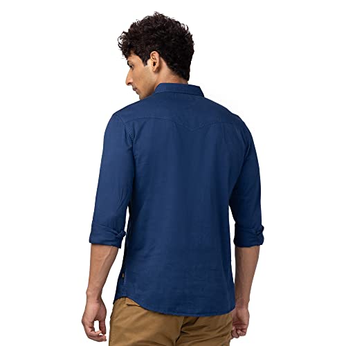 Image of Spykar Men's Slim Fit N /A Full Sleeve Solid Casual Shirts