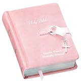 Let's Make Memories Personalized Children's Bible - Engraved Name - Baptism, Communion, Confirmation - Religious Keepsake - Easter Basket Stuffer - Silver Charm - Simply Charming - Pink