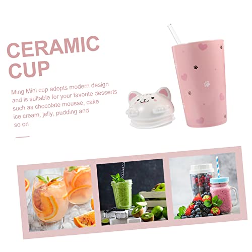 Cabilock 1 Conjunto De Copo Com Canudinho Para Gato Copo De Mão Cerâmica Animal 3D