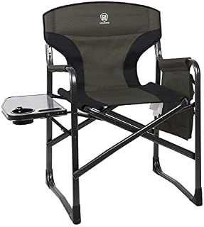 EVER ADVANCED Full Back Aluminum Folding Directors Chair with Side Table and Storage