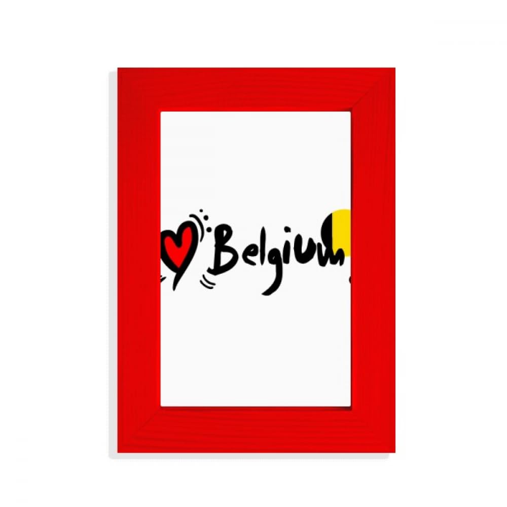 Cadre photo drapeau belge avec cœur rouge I Love Belgium pour décoration souvenir