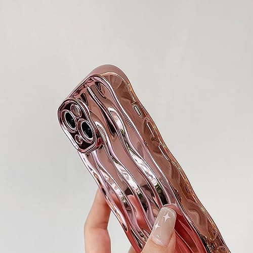 wahhle Water Ripple Pattern Curly Wave Frame Soft Cute Phone Case Cover for Men Women Girls(iPhone 11 Pro Max,Rose Gold) - 5