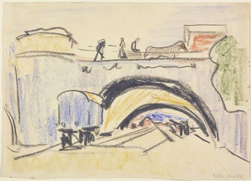 Affiche Toile Chemin de fer et pont par Ernst Ludwig Kirchner - Portrait 60x90cm