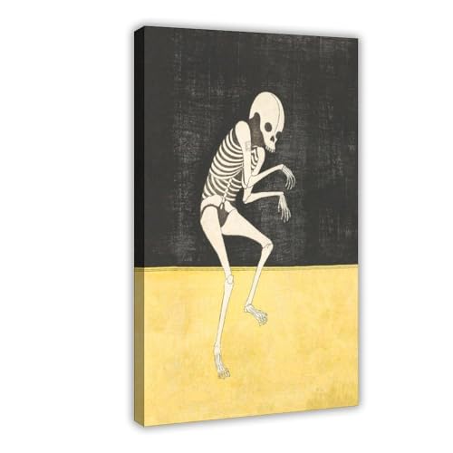 Impression sur toile squelette japonais décoration murale vintage 30x45
