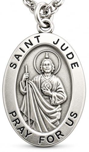 Westmon Works St Jude Medal Pewter Necklace for Men and Women Catholic Patron Saint Jewelry Pendant with 24 Inch Stainless Steel Chain Gift Boxed Made in the USA