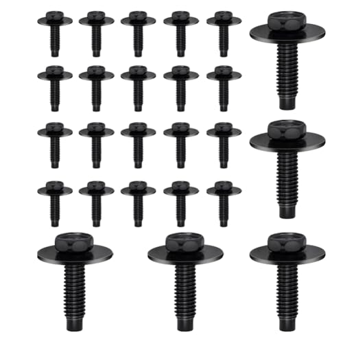 Image of 25pcs M6-1.0 Hex Head Body Bolts Bumper Fender Splash Shield Under Cover Hood,m6 Bolt,hex Bolts,10mm Bolt,20mm Washer