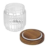 Tala Ribbed Glass Storage Jar with Acacia Lid, Stylish Airtight Kitchen Jars for Dry Ingredients, Tea, Coffee, Sugar, Pasta & More, Clear Glass Canisters for Modern Kitchens, 400ml - Image 2