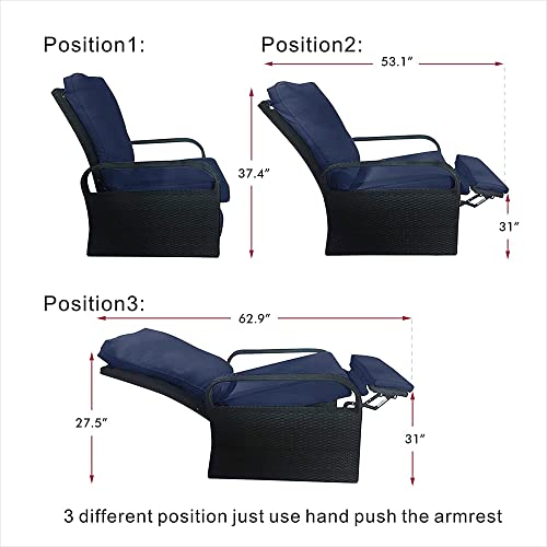 Indoor Outdoor Recliner, All-Weather Pe Wicker Adjustable Reclining Lounge Chair With Durable Aluminum Frame And Removable Soft Cushion ,Luxury Comfortable For Home Reading Sunbathing Or Relaxation #TOP7