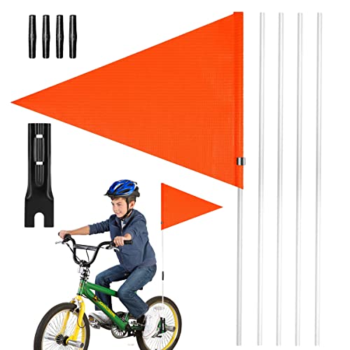 Fanions De VéLo, Drapeau De Vélo De Sécurité, Fanion de Vélo pour Vélo d'enfant, Triangulaire Drapeau De Sécurité À Vélo, 150 cm Drapeau de Sécurité Haute Visibilité, Longueur RéGlable