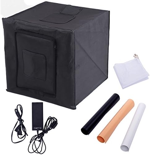 Safstar Portable 32" x 32" x 32" Photo LED Studio Shooting Tent Photography Box Cube Lighting Kit with 3 Colors Backdrops(Black, White, Yellow)