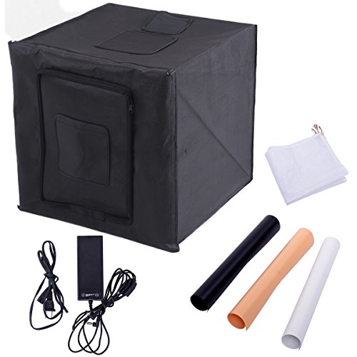 Safstar Portable 32" X 32" X 32" Photo Led Studio Shooting Tent Photography Box Cube Lighting Kit With 3 Colors Backdrops(Black, White, Yellow) #TOP2