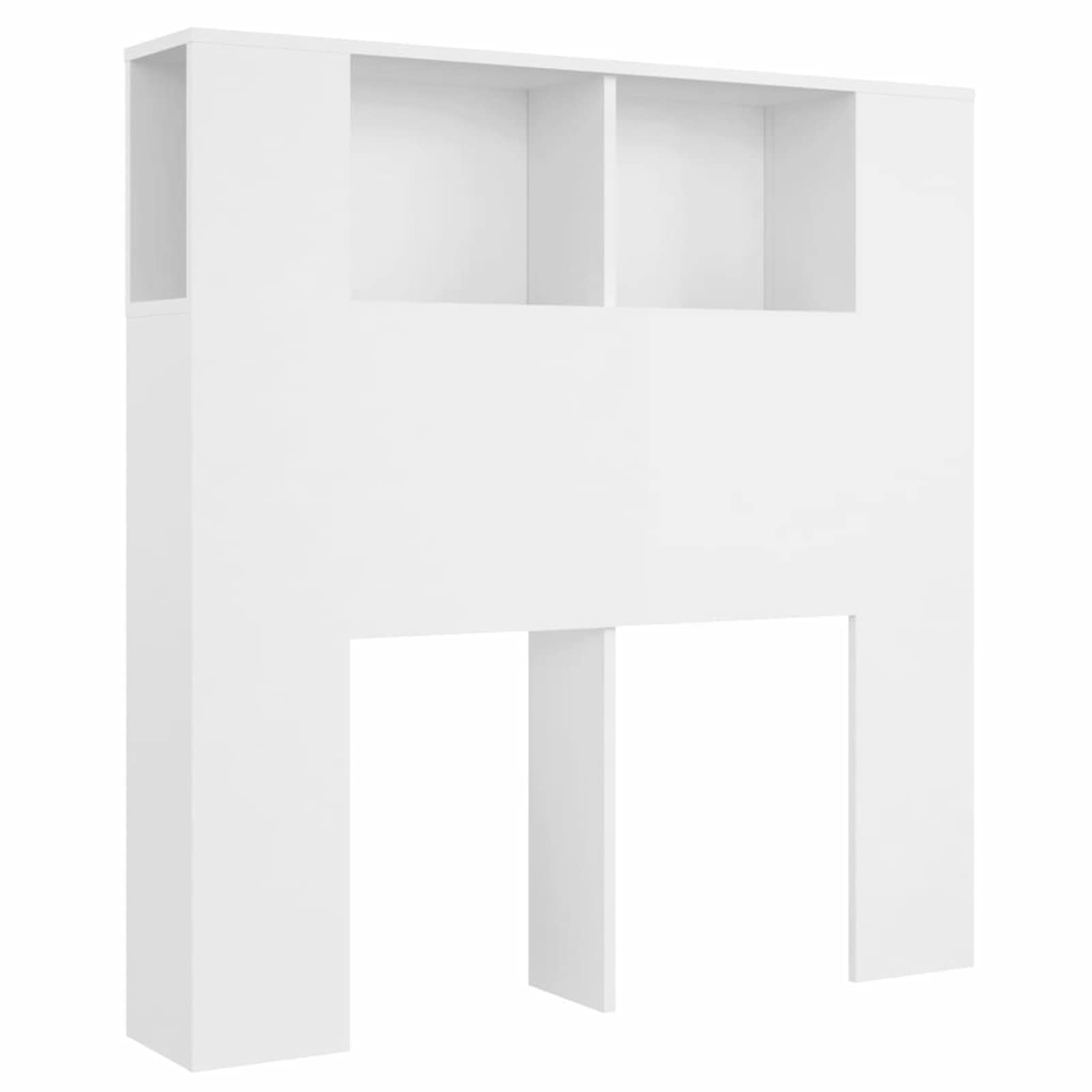 Tidyard Cabeceros Cama Mueble Cabecero + 4 Compartimentos,Cabeceros Cama Madera con Almacenaje Pared Pared Dormitorio Estantería Habitación Libros Decoraciones,Blanco 100x18,5x104,5 cm