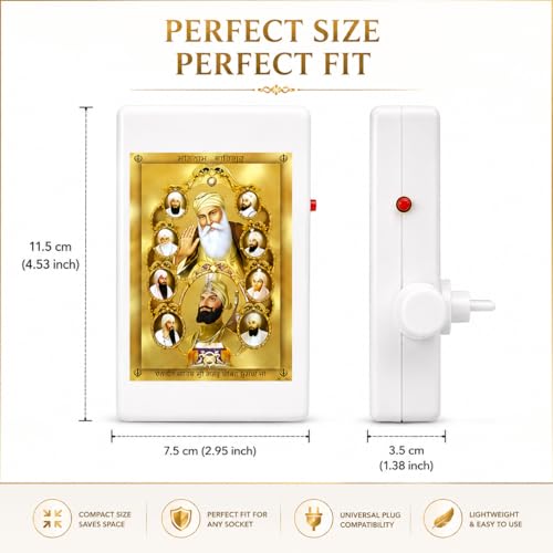 Image of Sikh Mantra Chanting Box with Glowing Front Picture | 14-in-1 Waheguru Simran & Gurbani Audio Player | Ek Onkar Meditation Speaker for Home, Temple, Office & Peaceful Devotion
