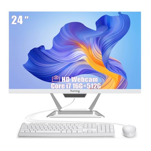 Image of suevery 24 inch All-in-One PC,Core i7 16GB RAM 512GB SSD, FHD 1080P AIO