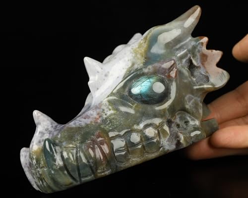 Indian Agate Dragon Skull Carving