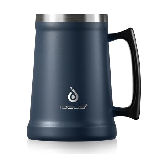 Comparison: Best Insulated Beer Mug 8 Ideus Insulated Beer Stein, 24/32oz Stainless Steel Double Walled Beer Mug Giant Bar Drinkware Metal Beer Cup with Big Grip Handle (24oz (710ml), Navy Blue)