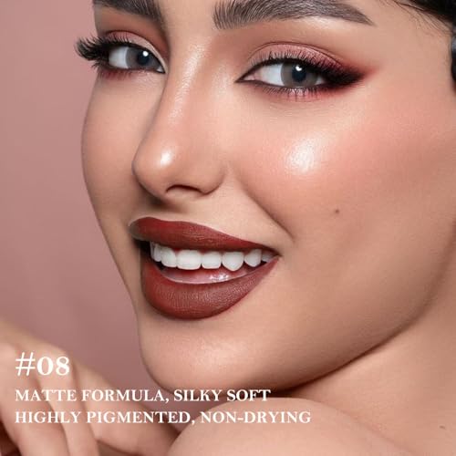 Image of Sculpting Matte Lip Liner pencil,Gradient Matte Lipstick Crayon,Smooth Creamy Texture lip Pencil, Waterproof Smudge Proof Lipstick Pencil,Highly Pigmented Lip Makeup,Vegan Beauty.05#+08#