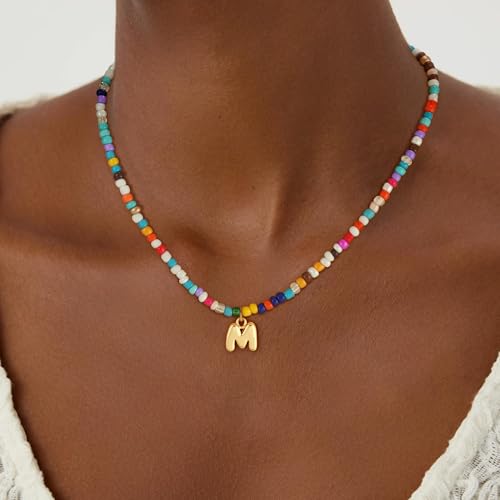 Colorful Initial Necklace for Girls Kids Women, Dainty 18K Gold Plated Bubble Initial Letter Necklace Teen Girls Gifts Trendy Stuff Birthday Gifts for 5 6 7 8 9 10 Yearl Old Girl4