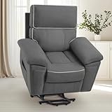 Jocisland Oversized Power Lift Recliner Chairs for Adults, Electric Lazy Boy Recliners for Elderly with Side Pocket, Large Lay Flat Reclining Sofa for Living Room Bedroom, Grey