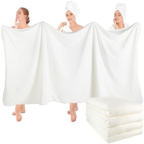 Preboun LEN-PREBOUN-245 4 Pcs Oversized Fleece Bath Towels, 40 X 80 Inch Bath Sheets Extra Large Microfiber Coral Velvet Highly Absorbent Towels 350Gsm High Density Towel cover