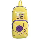 Estojo Escolar Premium Basketball, Tema Esportivo, Dois Compartimentos com Zíper, Alta Qualidade (Amarelo)