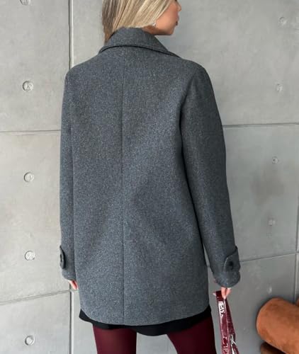 chouyatou Women's 2025 Fall Winter Double Breasted Wool Coat Mid Long Dressy Casual Pea Coat Overcoat4