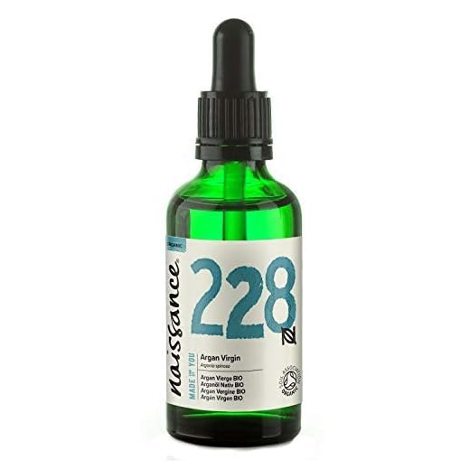 Naissance Aceite Vegetal de Argán de Marruecos BIO n. º 228 - 50ml - Puro, natural, vegano, certificado ecológico, sin hexano y no OGM - Hidratación natural para el rostro, el cabello, la barba y las cutículas.
