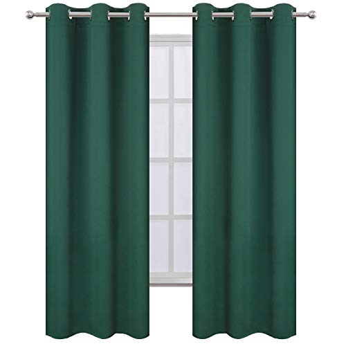 Image of LEMOMO Green Blackout Curtains 34 x 84 Inch Length /Set of 2 Curtain Panels /Thermal Insulated Room Darkening Blackout Curtains for Bedroom