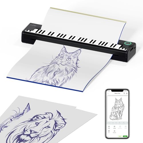 PeriPage P90 Wireless Tattoo Stencil Printer, Portable Thermal Tattoo Printer for Tattoo Artists, with 5Pcs Transfer Paper, Compatible with iPhone, iPad, PC & Android