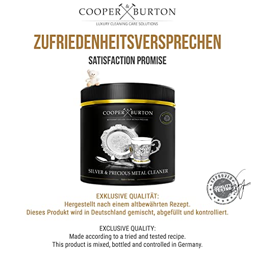 Silber Schmuck Reinigungsmittel, Silber Reiniger für Silber Reinigung & Silber Versilbertes, Gold Edelstahl Kupfer & Messing| Reiniger für Schmuck Ketten Silber Besteck | COOPER & BURTON 500g
