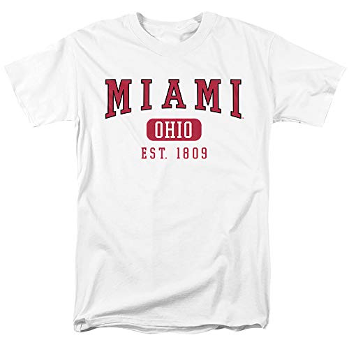 Miami University Official Established Date Miami Ohio Short Sleeve Mens Cotton T-Shirt,White, Large