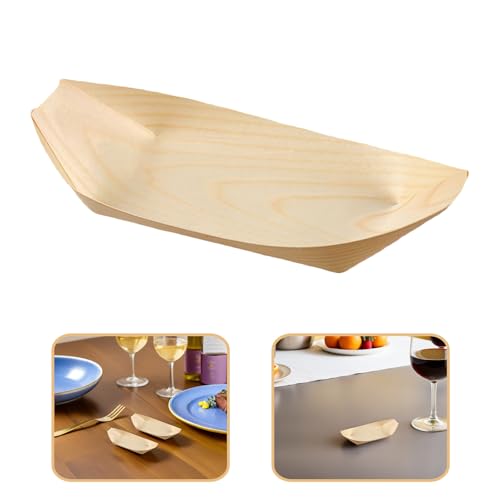 Bandeja desechable de madera para sushi GLEAVI 150 piezas miniatura 7