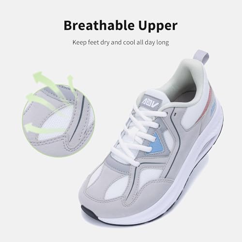 Image of AOV Wide Toe Box Shoes Women Arch Support Walking Shoes for Plantar Fasciitis Orthotic Tennis Sneakers