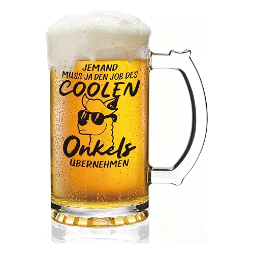 Verdaxis Bierglas Geschenk für Onkel Onkel Bierkrug -Jemand muss ja den Job des coolen Onkels übernehmen- 450ml