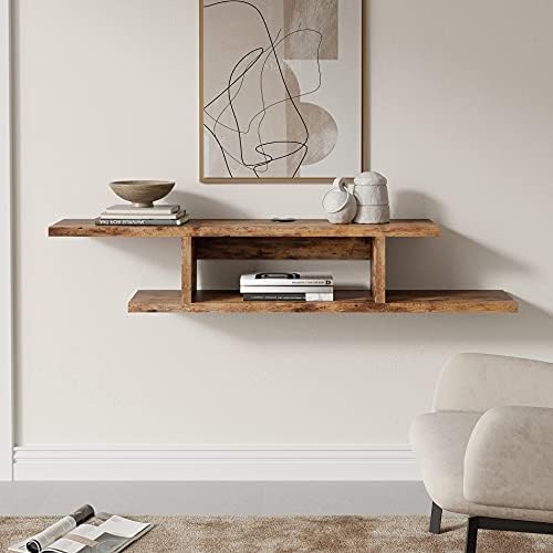 FITUEYES Wall Mounted Gaming Shelf, Floating TV Stand Component Shelf, Entertainment Center Unit DS211803WM
