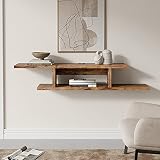 Mueble TV colgante con espacios abiertos es perfecto para guardar barra de sonido, xbox one, ps4, proyector de video, caja de TV, libros, decoraciones, etc. El estante del medio se puede ajustar la altura o quitar, diferentes espacios satisfacen sus diferentes solicitudes.