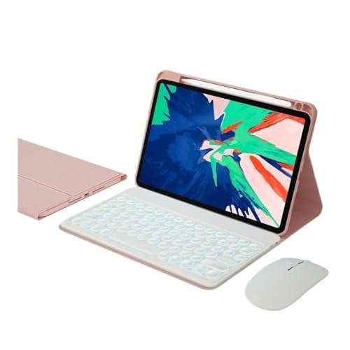 Clavier Tactile pour Redmi Pad SE 11" Capuchons Ronds Café Bureau Rétroéclairage Rose Blanc
