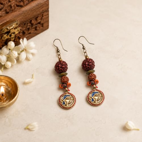 Image of Handcrafted Tribal & Dhokra Art Earrings Collection for Women - Royal Boho Statement Designs in Brass, Wooden, Beaded & Geometric Styles