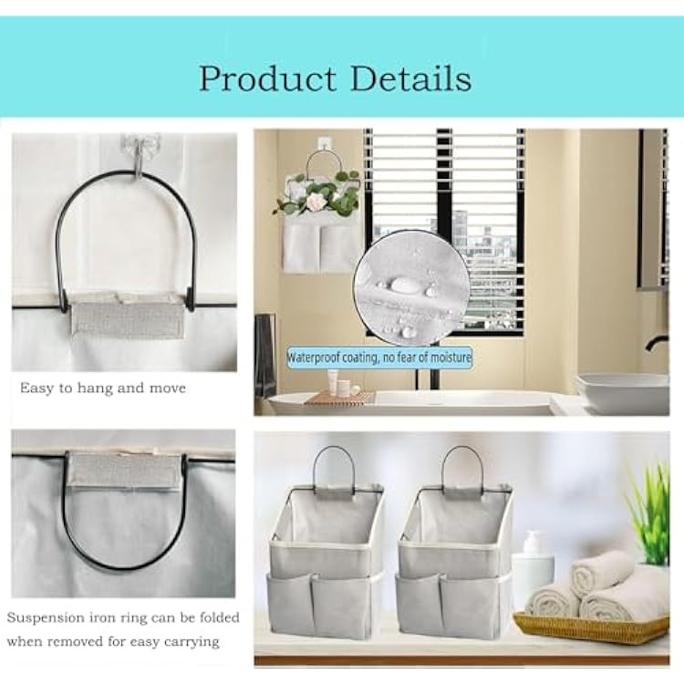 Wall Hanging Storage Bag,Wall Hanging Organizer Bags with Pockets, Wall Organizer Storage for Dormitory Bathroom Bedroom Kitchen (White 1)