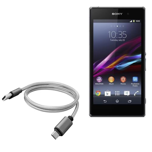 BoxWave Cable Compatible with Sony Xperia Z1S - Micro USB DuraCable, Braided Micro USB Charging Cable - Space Grey