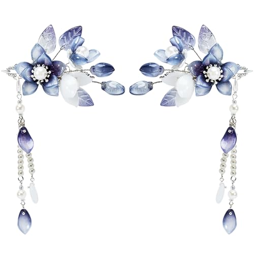 Pinzas para cabello diseño floral con cristales y perlas miniatura 1
