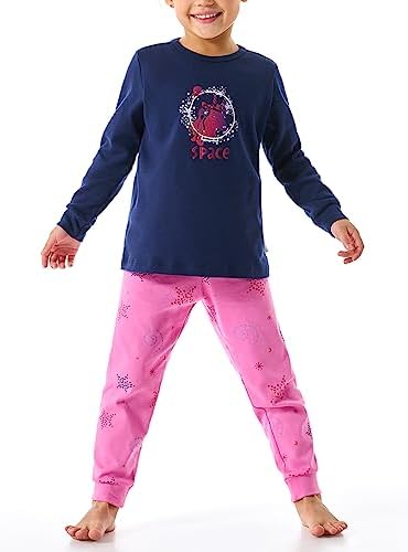 Schiesser Meisjespyjama, set van warme kwaliteit badstof - fleece - interlock - maat 92 tot 140 pyjamaset, Mint_181829, 104